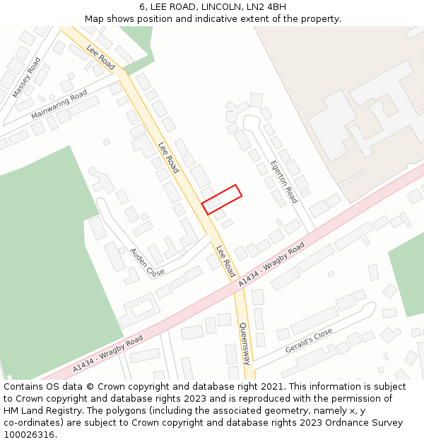 6, LEE ROAD, LINCOLN, LN2 4BH: Location map and indicative extent of plot