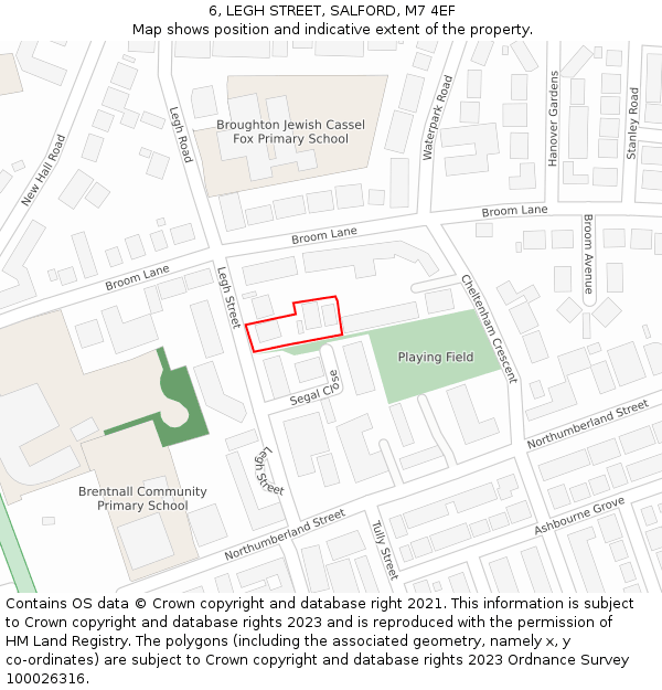 6, LEGH STREET, SALFORD, M7 4EF: Location map and indicative extent of plot