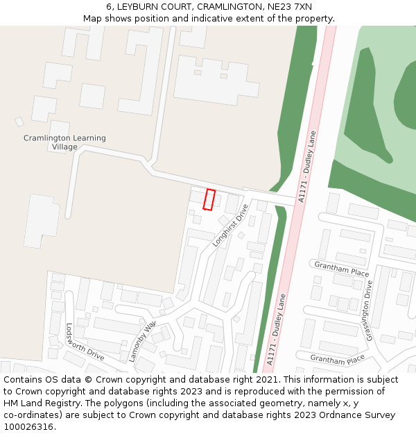 6, LEYBURN COURT, CRAMLINGTON, NE23 7XN: Location map and indicative extent of plot