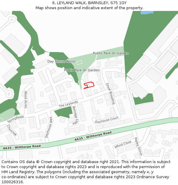 6, LEYLAND WALK, BARNSLEY, S75 1GY: Location map and indicative extent of plot