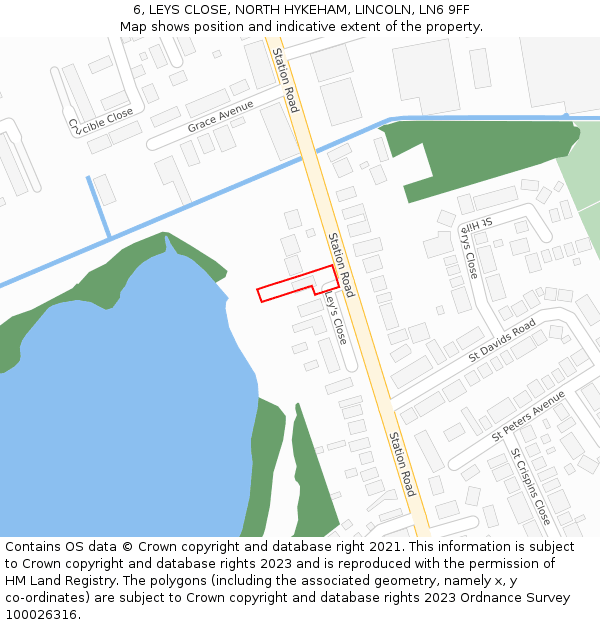 6, LEYS CLOSE, NORTH HYKEHAM, LINCOLN, LN6 9FF: Location map and indicative extent of plot
