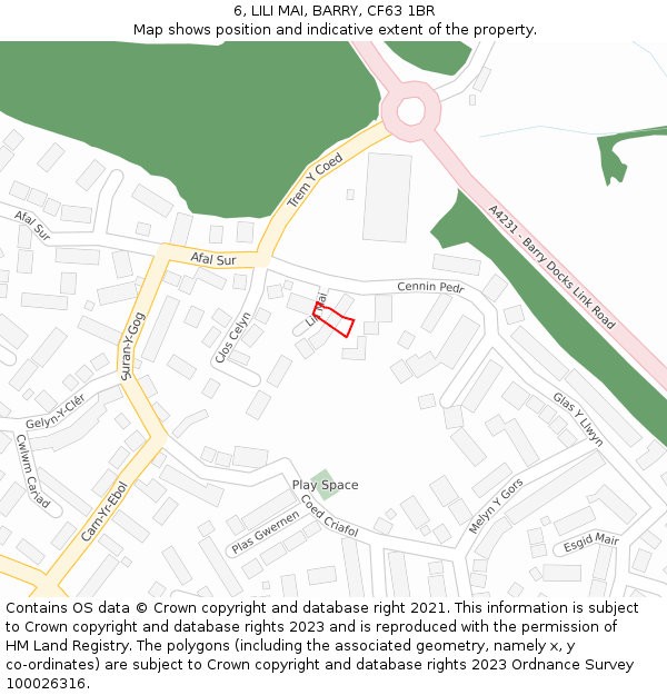 6, LILI MAI, BARRY, CF63 1BR: Location map and indicative extent of plot