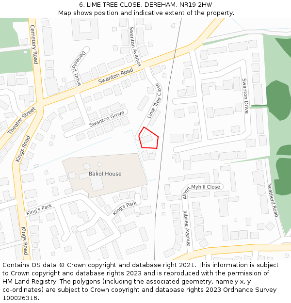6, LIME TREE CLOSE, DEREHAM, NR19 2HW: Location map and indicative extent of plot