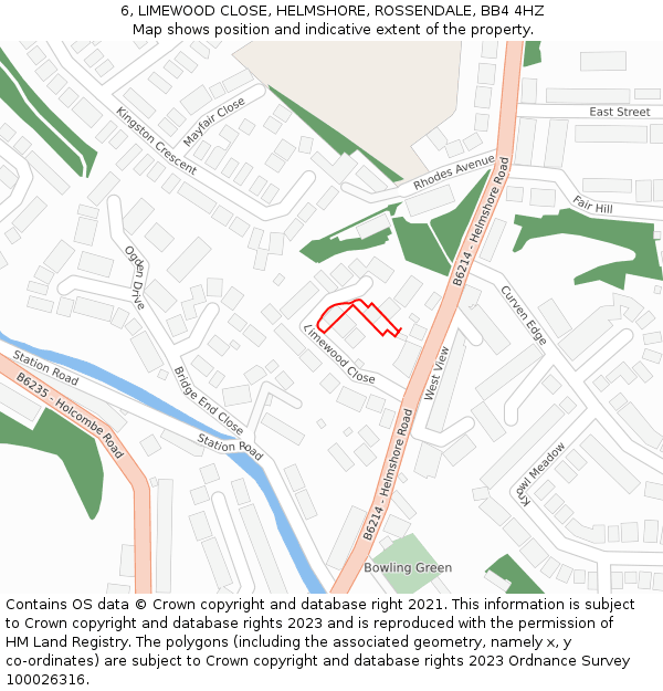 6, LIMEWOOD CLOSE, HELMSHORE, ROSSENDALE, BB4 4HZ: Location map and indicative extent of plot