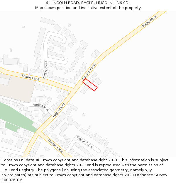 6, LINCOLN ROAD, EAGLE, LINCOLN, LN6 9DL: Location map and indicative extent of plot