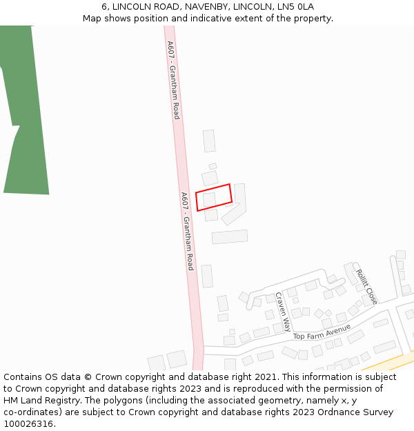 6, LINCOLN ROAD, NAVENBY, LINCOLN, LN5 0LA: Location map and indicative extent of plot