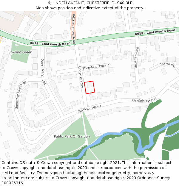6, LINDEN AVENUE, CHESTERFIELD, S40 3LF: Location map and indicative extent of plot