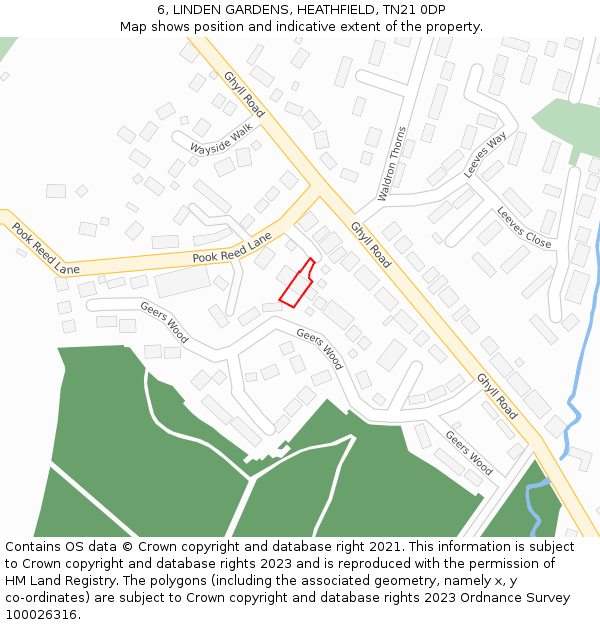 6, LINDEN GARDENS, HEATHFIELD, TN21 0DP: Location map and indicative extent of plot