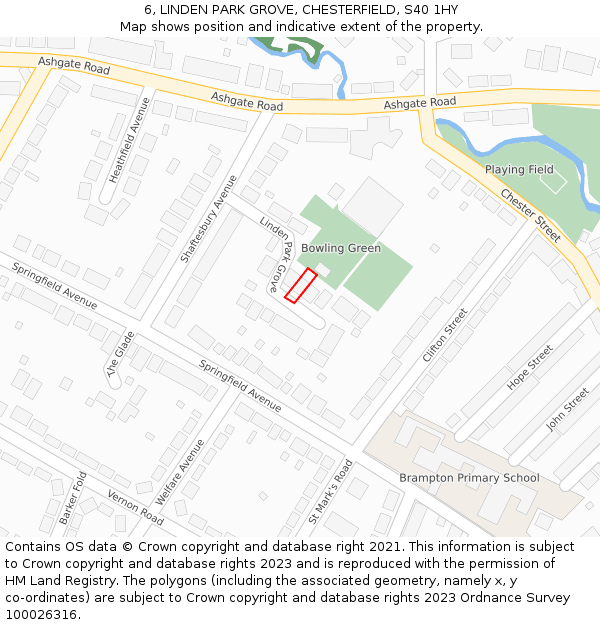 6, LINDEN PARK GROVE, CHESTERFIELD, S40 1HY: Location map and indicative extent of plot