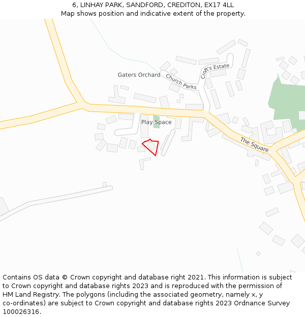 6, LINHAY PARK, SANDFORD, CREDITON, EX17 4LL: Location map and indicative extent of plot