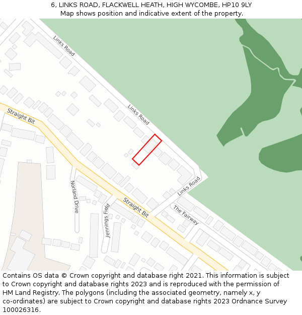 6, LINKS ROAD, FLACKWELL HEATH, HIGH WYCOMBE, HP10 9LY: Location map and indicative extent of plot