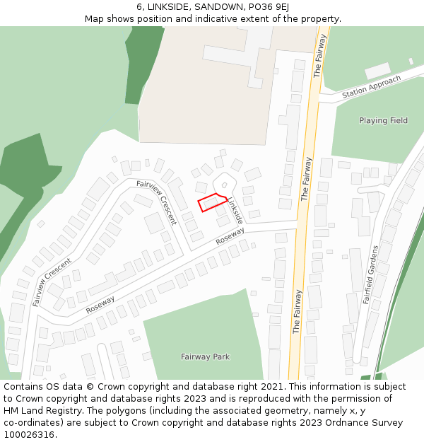 6, LINKSIDE, SANDOWN, PO36 9EJ: Location map and indicative extent of plot