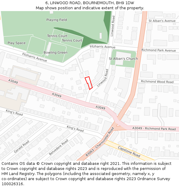 6, LINWOOD ROAD, BOURNEMOUTH, BH9 1DW: Location map and indicative extent of plot