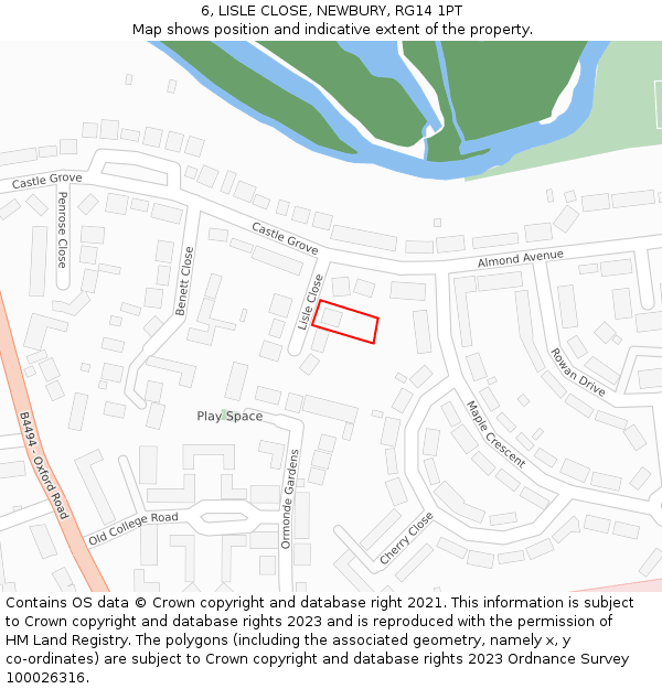 6, LISLE CLOSE, NEWBURY, RG14 1PT: Location map and indicative extent of plot