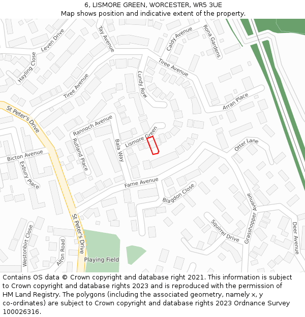 6, LISMORE GREEN, WORCESTER, WR5 3UE: Location map and indicative extent of plot