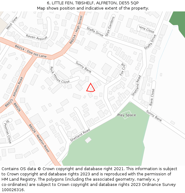 6, LITTLE FEN, TIBSHELF, ALFRETON, DE55 5QP: Location map and indicative extent of plot