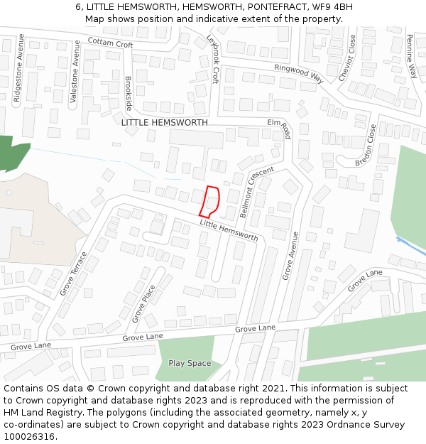 6, LITTLE HEMSWORTH, HEMSWORTH, PONTEFRACT, WF9 4BH: Location map and indicative extent of plot