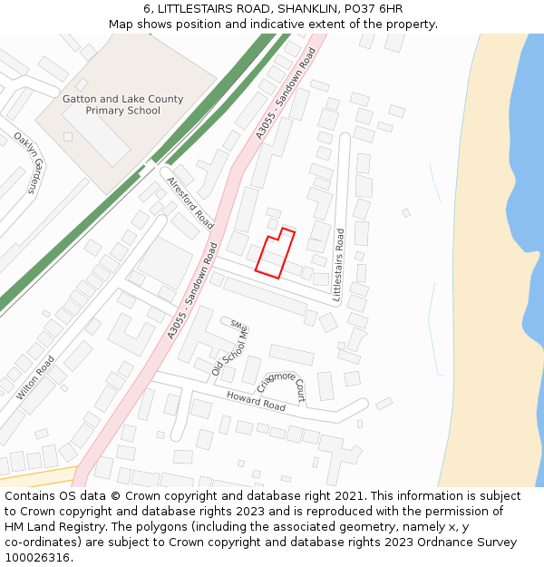 6, LITTLESTAIRS ROAD, SHANKLIN, PO37 6HR: Location map and indicative extent of plot