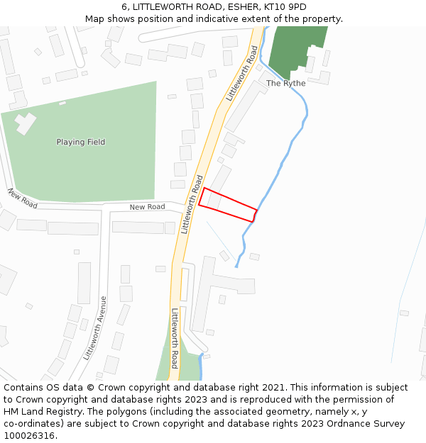 6, LITTLEWORTH ROAD, ESHER, KT10 9PD: Location map and indicative extent of plot