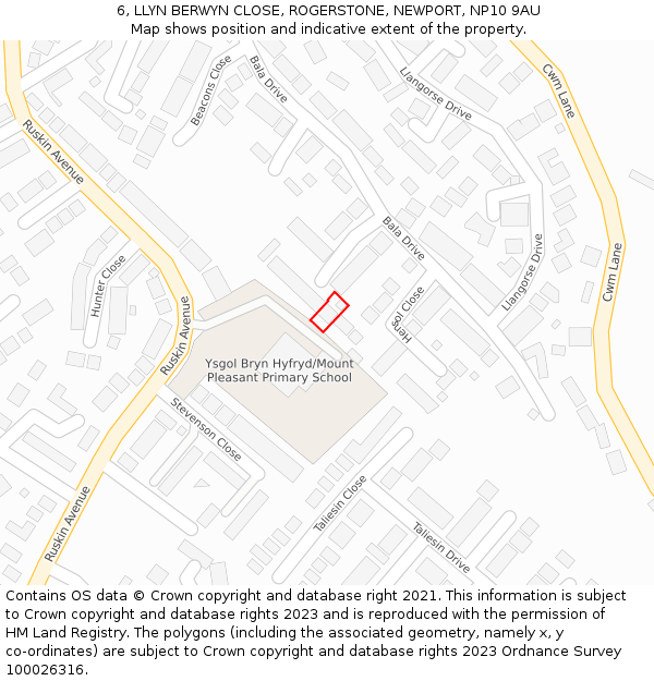 6, LLYN BERWYN CLOSE, ROGERSTONE, NEWPORT, NP10 9AU: Location map and indicative extent of plot