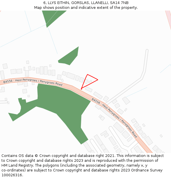 6, LLYS EITHIN, GORSLAS, LLANELLI, SA14 7NB: Location map and indicative extent of plot