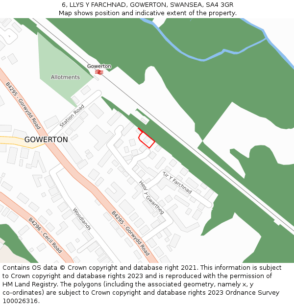 6, LLYS Y FARCHNAD, GOWERTON, SWANSEA, SA4 3GR: Location map and indicative extent of plot