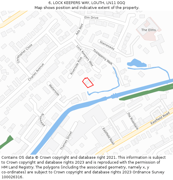 6, LOCK KEEPERS WAY, LOUTH, LN11 0GQ: Location map and indicative extent of plot