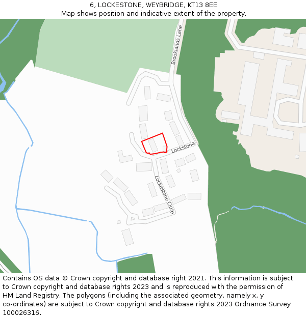 6, LOCKESTONE, WEYBRIDGE, KT13 8EE: Location map and indicative extent of plot