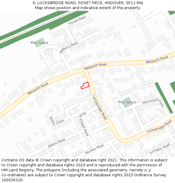 6, LOCKSBRIDGE ROAD, PICKET PIECE, ANDOVER, SP11 6WJ: Location map and indicative extent of plot