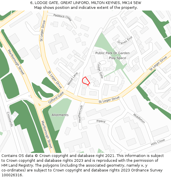 6, LODGE GATE, GREAT LINFORD, MILTON KEYNES, MK14 5EW: Location map and indicative extent of plot