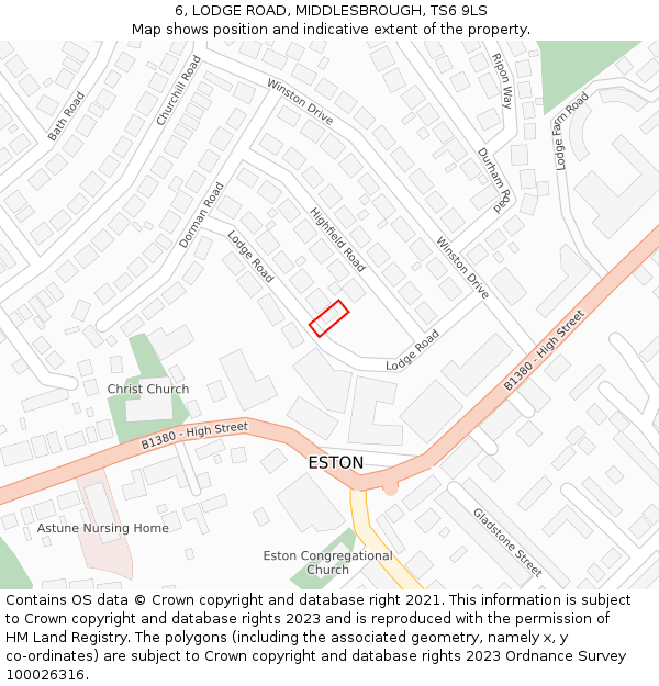 6, LODGE ROAD, MIDDLESBROUGH, TS6 9LS: Location map and indicative extent of plot