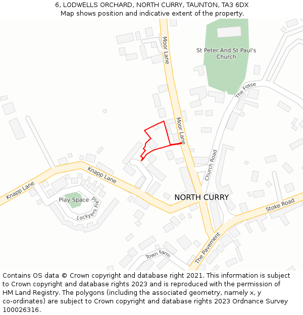 6, LODWELLS ORCHARD, NORTH CURRY, TAUNTON, TA3 6DX: Location map and indicative extent of plot