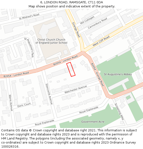 6, LONDON ROAD, RAMSGATE, CT11 0DA: Location map and indicative extent of plot