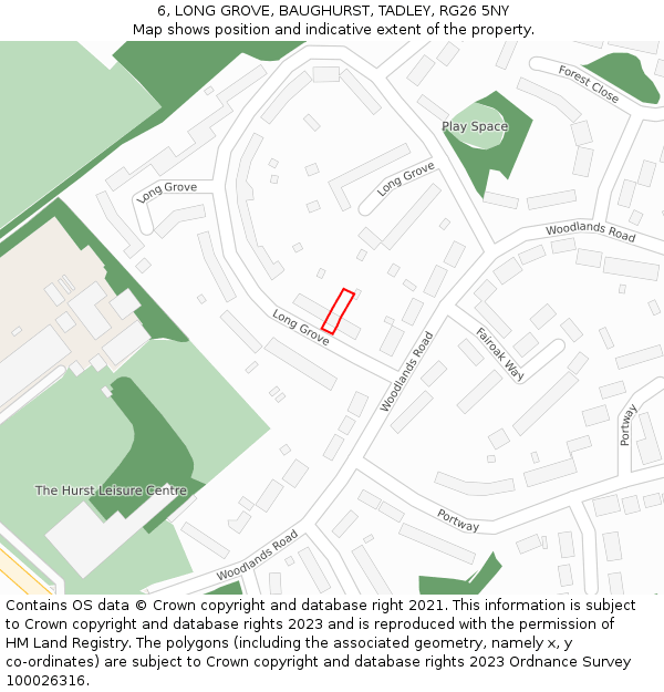 6, LONG GROVE, BAUGHURST, TADLEY, RG26 5NY: Location map and indicative extent of plot