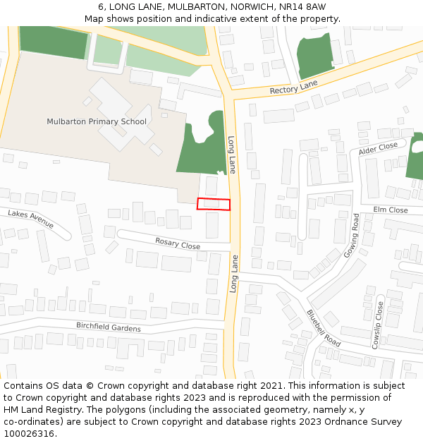 6, LONG LANE, MULBARTON, NORWICH, NR14 8AW: Location map and indicative extent of plot