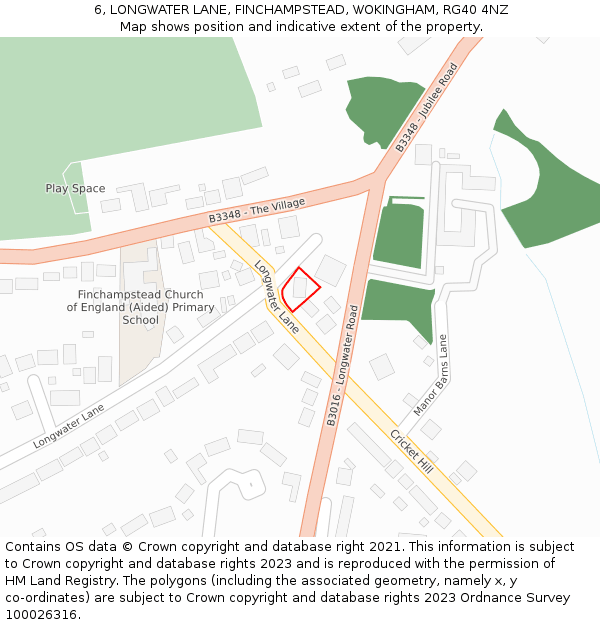 6, LONGWATER LANE, FINCHAMPSTEAD, WOKINGHAM, RG40 4NZ: Location map and indicative extent of plot