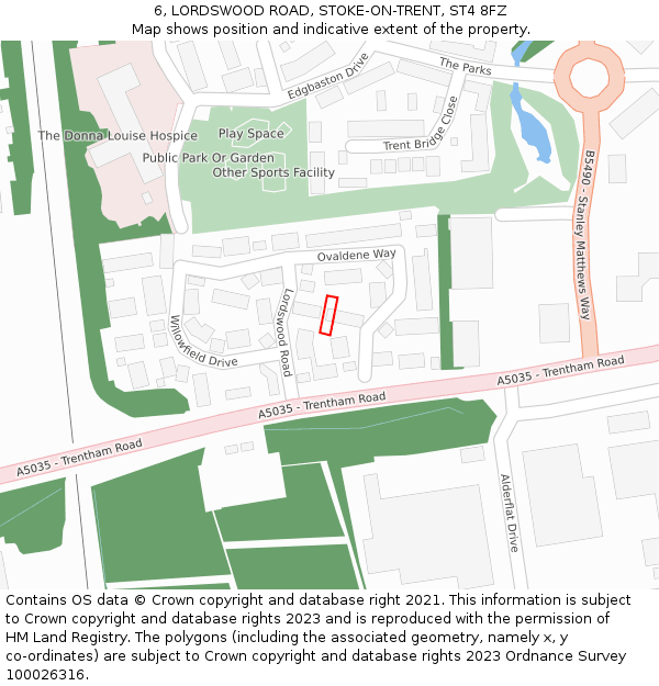 6, LORDSWOOD ROAD, STOKE-ON-TRENT, ST4 8FZ: Location map and indicative extent of plot