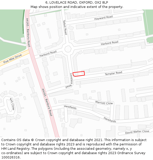 6, LOVELACE ROAD, OXFORD, OX2 8LP: Location map and indicative extent of plot