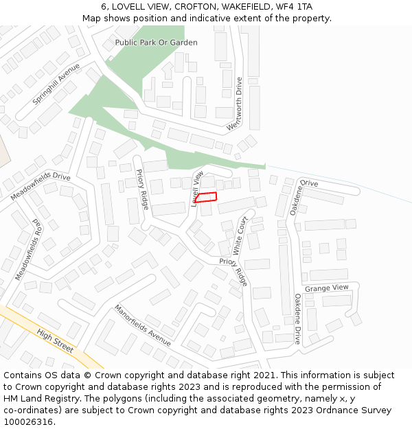 6, LOVELL VIEW, CROFTON, WAKEFIELD, WF4 1TA: Location map and indicative extent of plot