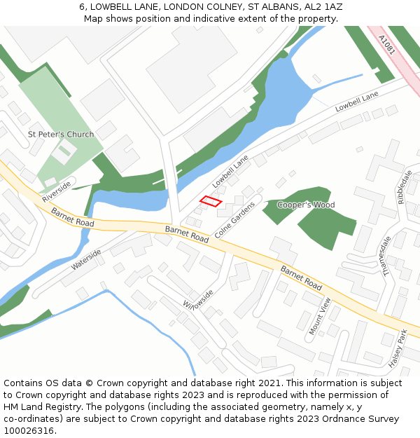 6, LOWBELL LANE, LONDON COLNEY, ST ALBANS, AL2 1AZ: Location map and indicative extent of plot