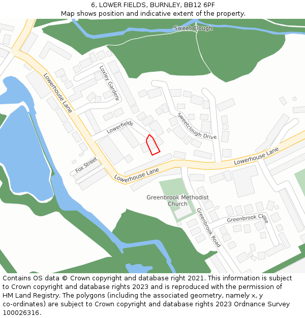 6, LOWER FIELDS, BURNLEY, BB12 6PF: Location map and indicative extent of plot