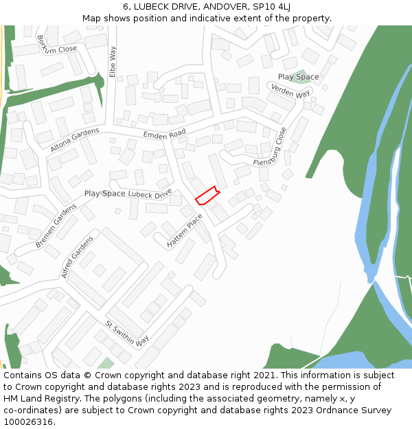 6, LUBECK DRIVE, ANDOVER, SP10 4LJ: Location map and indicative extent of plot