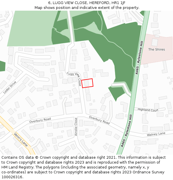 6, LUGG VIEW CLOSE, HEREFORD, HR1 1JF: Location map and indicative extent of plot