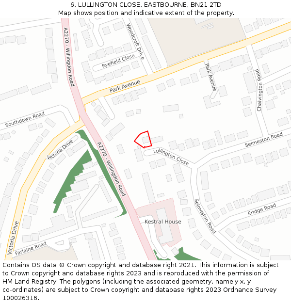 6, LULLINGTON CLOSE, EASTBOURNE, BN21 2TD: Location map and indicative extent of plot