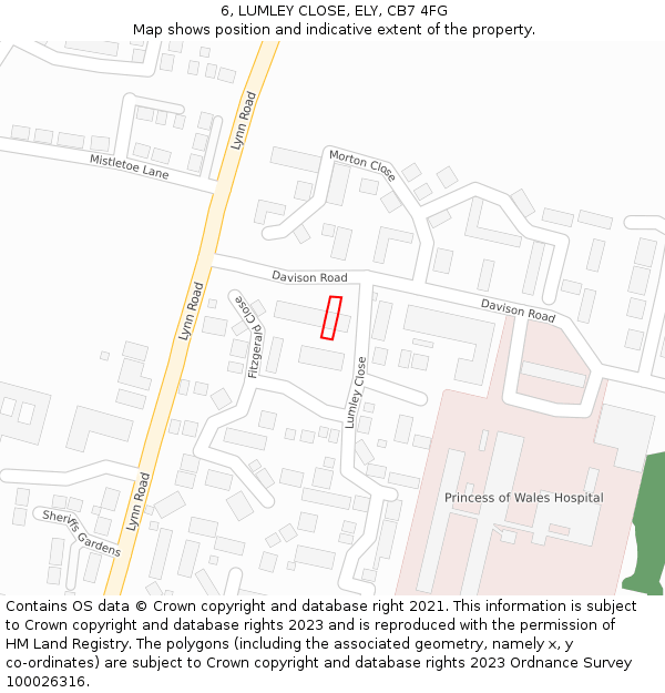6, LUMLEY CLOSE, ELY, CB7 4FG: Location map and indicative extent of plot