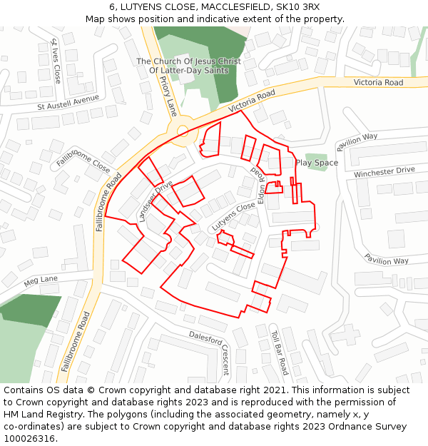 6, LUTYENS CLOSE, MACCLESFIELD, SK10 3RX: Location map and indicative extent of plot