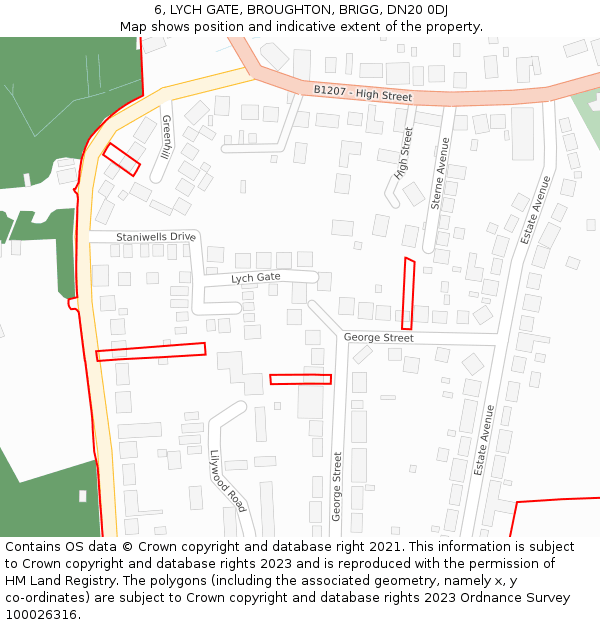 6, LYCH GATE, BROUGHTON, BRIGG, DN20 0DJ: Location map and indicative extent of plot