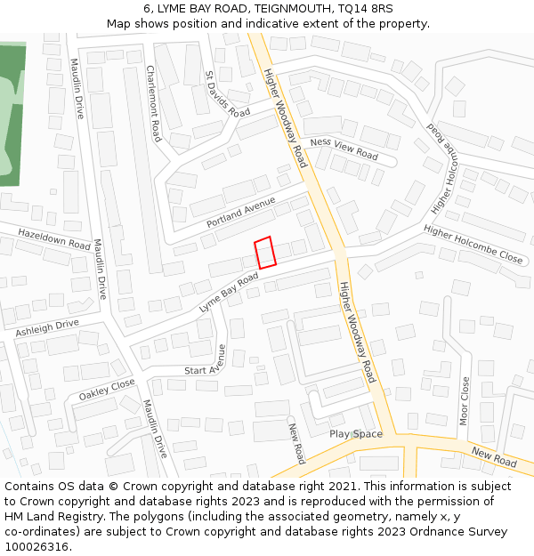 6, LYME BAY ROAD, TEIGNMOUTH, TQ14 8RS: Location map and indicative extent of plot