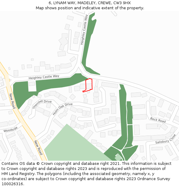 6, LYNAM WAY, MADELEY, CREWE, CW3 9HX: Location map and indicative extent of plot