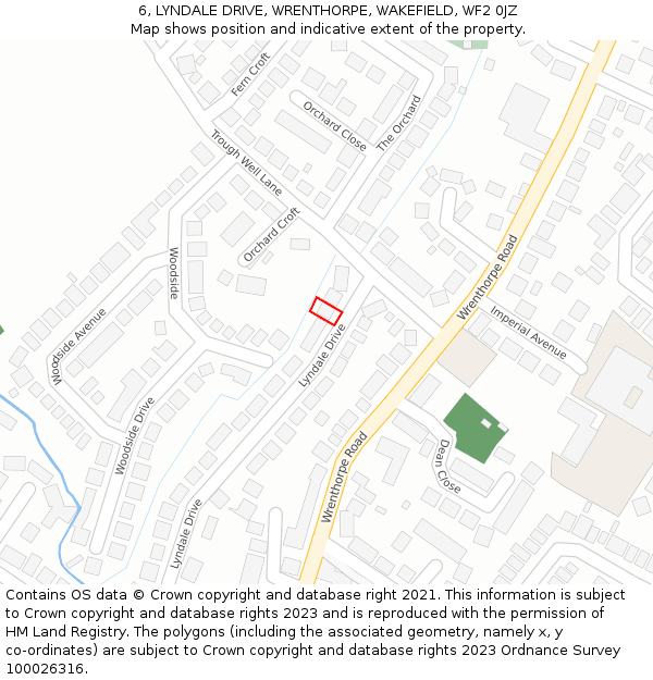 6, LYNDALE DRIVE, WRENTHORPE, WAKEFIELD, WF2 0JZ: Location map and indicative extent of plot